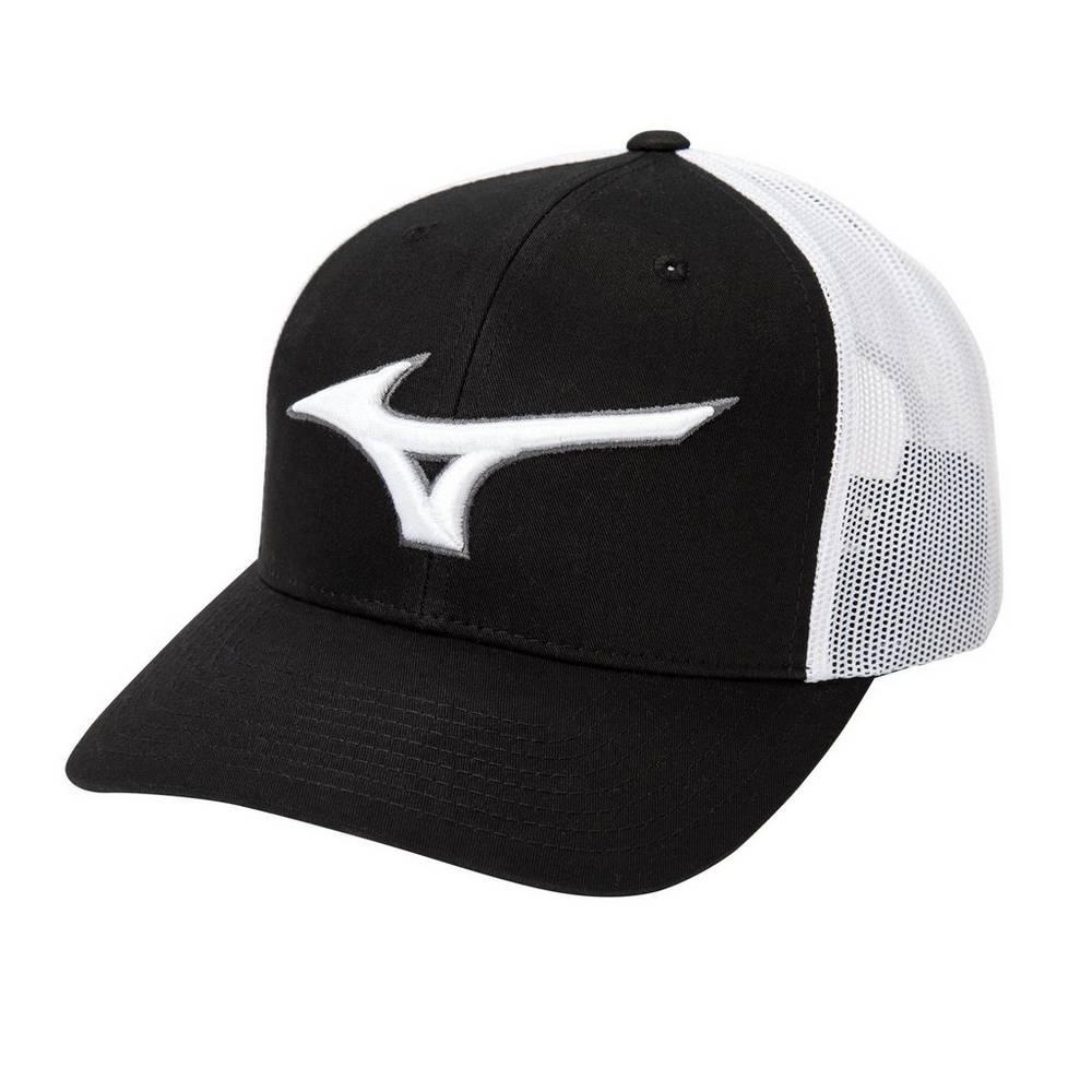 Mens Mizuno Diamond Trucker Baseball Hat Black/White Philippines (TKHJGS567)